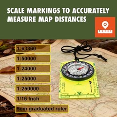 Ozark Trail Orienteering Compass With Ruler, Lightweight And Reliable, Green
