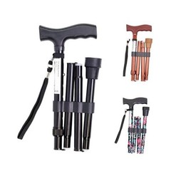 Folding Cane, 5-Level Adjustable Height, Walking Stick Lightweight Black