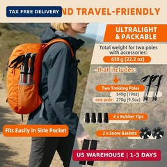 Collapsible Trekking Poles for Hiking – Lightweight Foldable Hiking Poles, 2 Pac