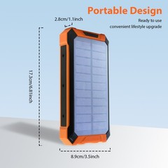 36000mAh Güneş Enerjili Powerbank Kablosuz Şarj 4 Kablo LED Fener Outdoor