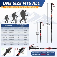 2 PCS Lightweight Collapsible Trekking Poles Adjustable Hiking Walking Sticks