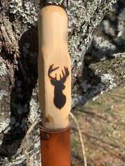 Natural Earth Tones Poplar Hard Wood Walking Stick Hiking Staff Hand Carved Pole
