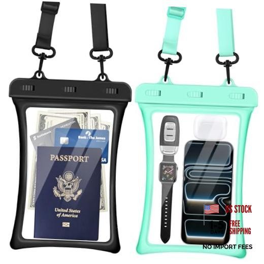 Floatable Waterproof Phone Pouch 2 Pack Up Up to 10.0″-Floatable Black+Green