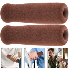 2Pcs Durable Brown Walking Cane Handle Grips Thick Nonslip Foam Hand Wraps