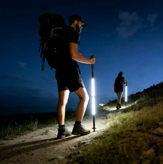 LED Glow Trekking Pole, Glowing Tactical Survival Hiking Stick, Light-Up Walking