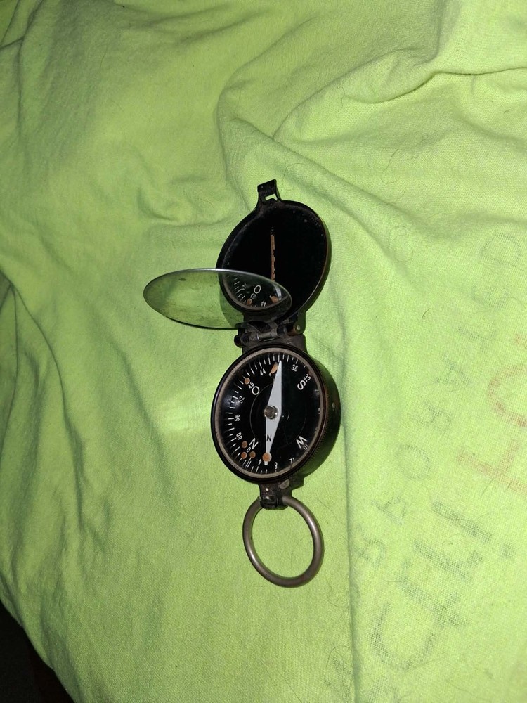 ww2 compass Vintage Metal Lensatic Hiking Compass w/ Sighting Lens & Ring