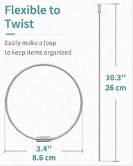 Pawfly 10 Inch Wire Keychain Cable Large Stainless Steel Key 10 inch, Silver