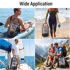 Dry Bag Waterproof for Men Women, 10L Lightweight Roll Top Dry Bag Gray