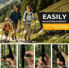 3K Carbon Fiber Trekking Poles – Collapsible, Lightweight Yet Sturdy Hiking Pole