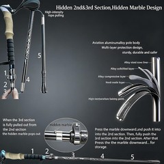 Lightweight Foldable Hiking Poles with Cork Grip, 1-Pack