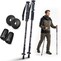 Collapsible Trekking Poles Adjustable Aluminum Hiking Sticks Tungsten Tips