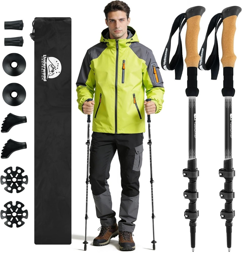 Carbon Fiber Trekking Poles Lightweight – Collapsible Hiking Poles with Cork