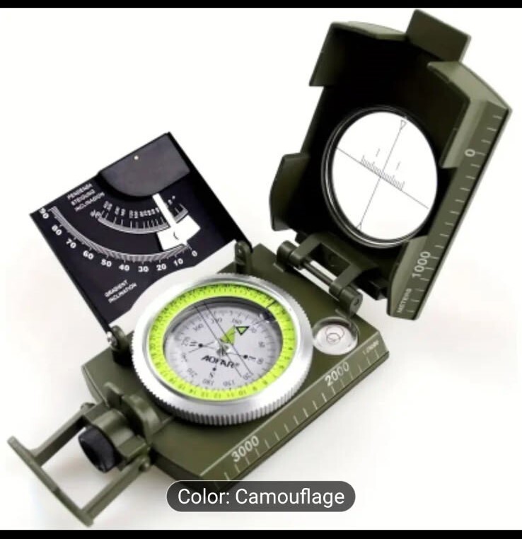 AOFAR AF-4074 Military Compass for Hiking,Lensatic Sighting Camouflage NEW