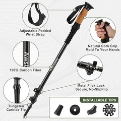 Ultra Strong Carbon Fiber Hiking Poles – Lightweight Trekking Sticks with Cork G