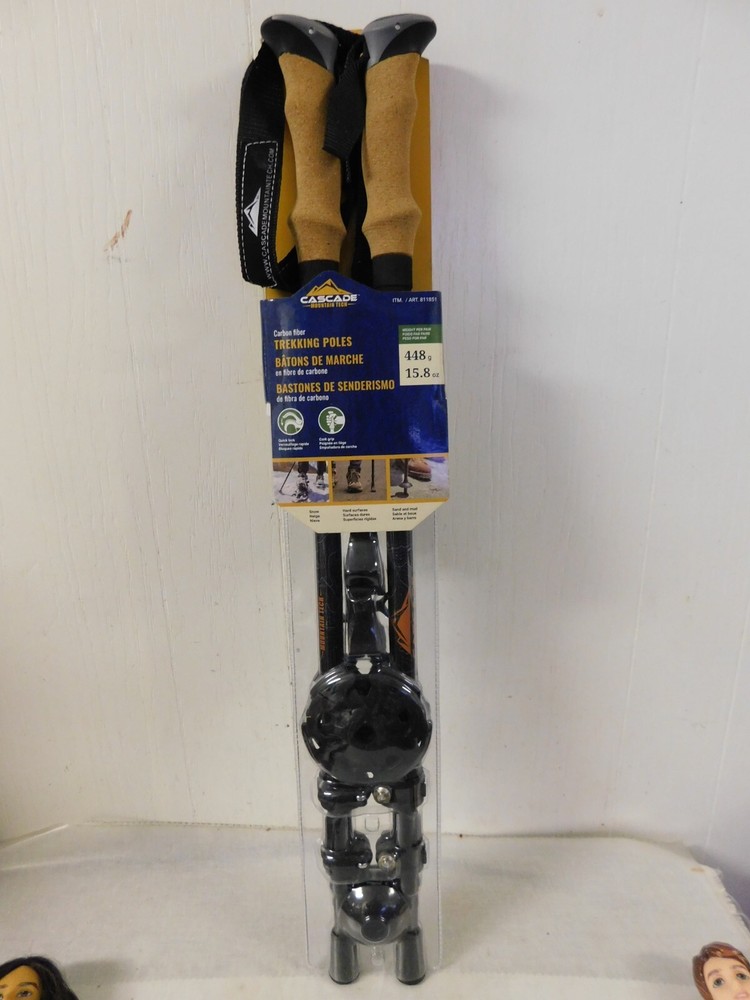 CASCADE Carbon Fiber Trekking Poles Mountain Tech Cork Grip Quick Lock NEW