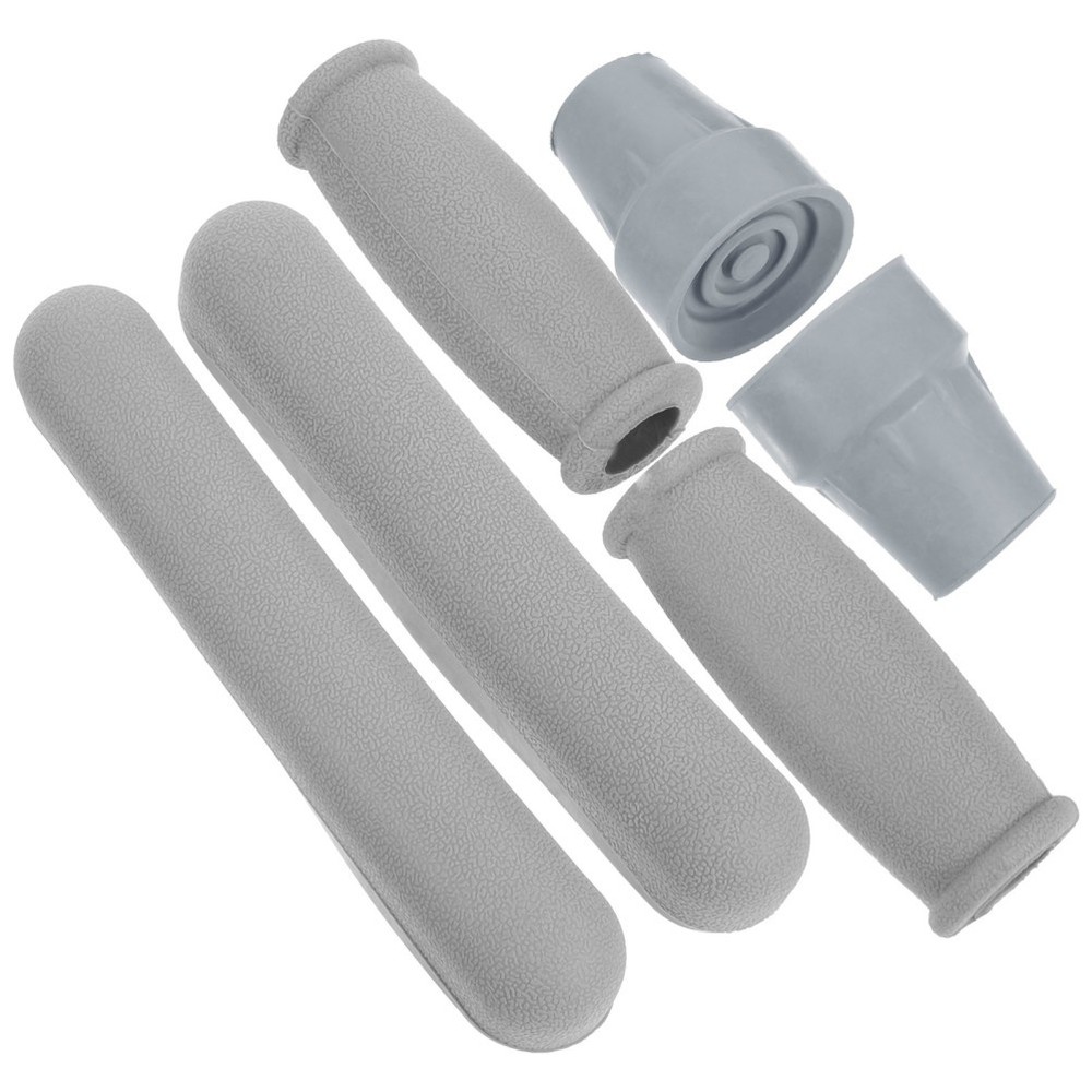 1 Set Reusable Anti Slip Crutch Handle Covers Grey Tpr Hand Grip for DIY
