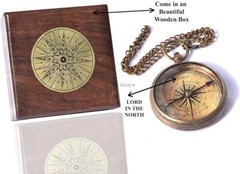 Solid Brass Directional Engraved Compass W/ Box, Man Of God 1 Timothy 6:11