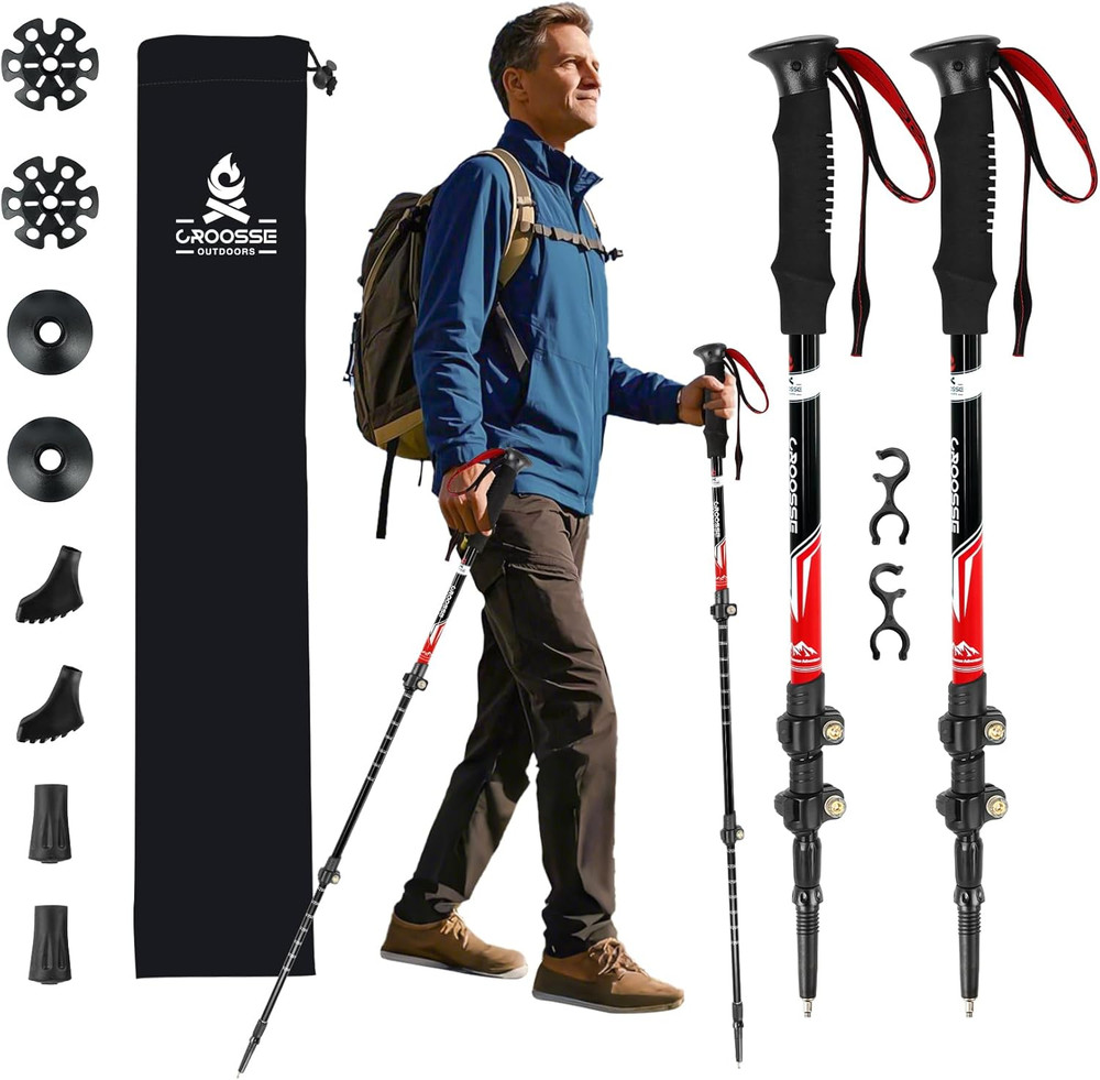 Lightweight Collapsible Trekking Poles for Hiking – 2 Pack Adjustable Hiking Pol