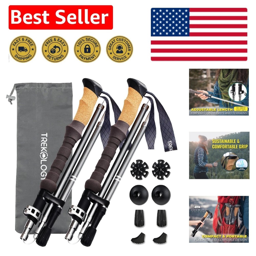 Trek-Z Lightweight Folding Trekking Poles – Adjustable 110-130cm, Compact Design
