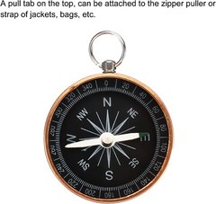 Pocket Compass Outdoors Navigation Compass with Key Ring Yellow 10 pack