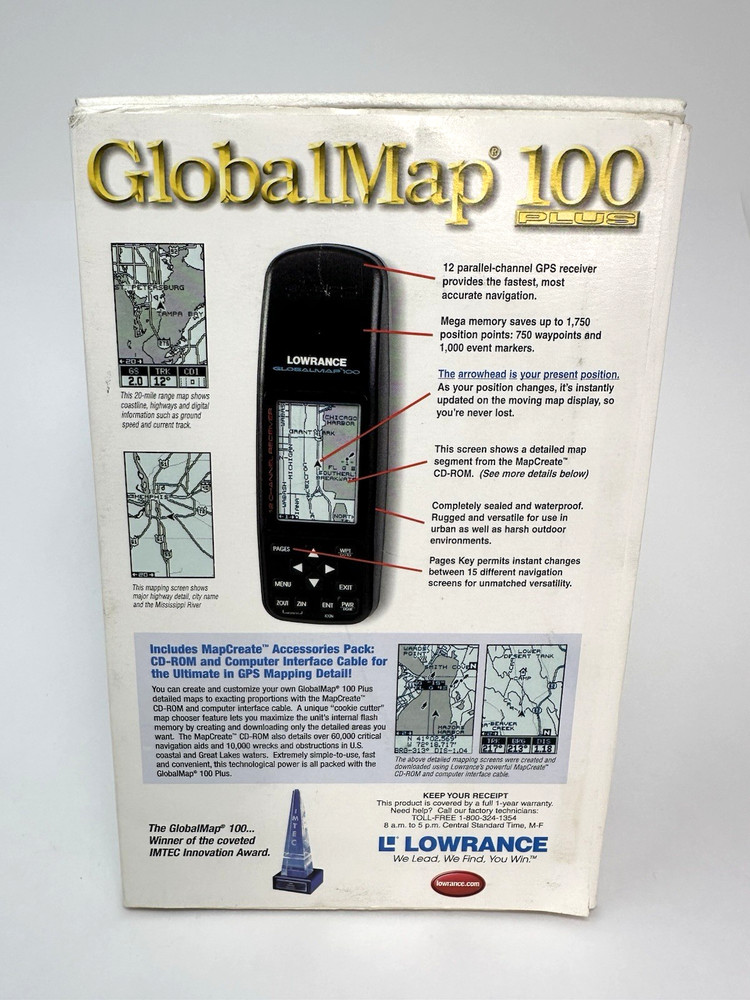 Lowrance Globalmap 100 Portable Handheld GPS Receiver Digital W Box & Software