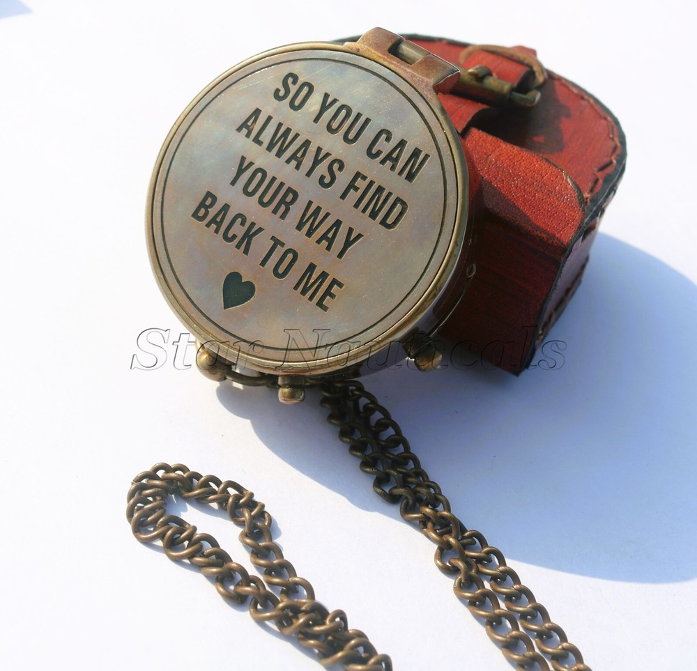 SO YOU CAN ALWAYS FIND YOUR WAY BACK TO HOME Brass Antique Compass