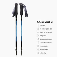 Compact 3 Trekking Poles – 5.6 Oz Ultralight, Backpacking, Thru Hiking Poles, Ad
