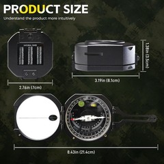 Portable Professional Geological Compass DQL-8 with Clinometer Aluminum