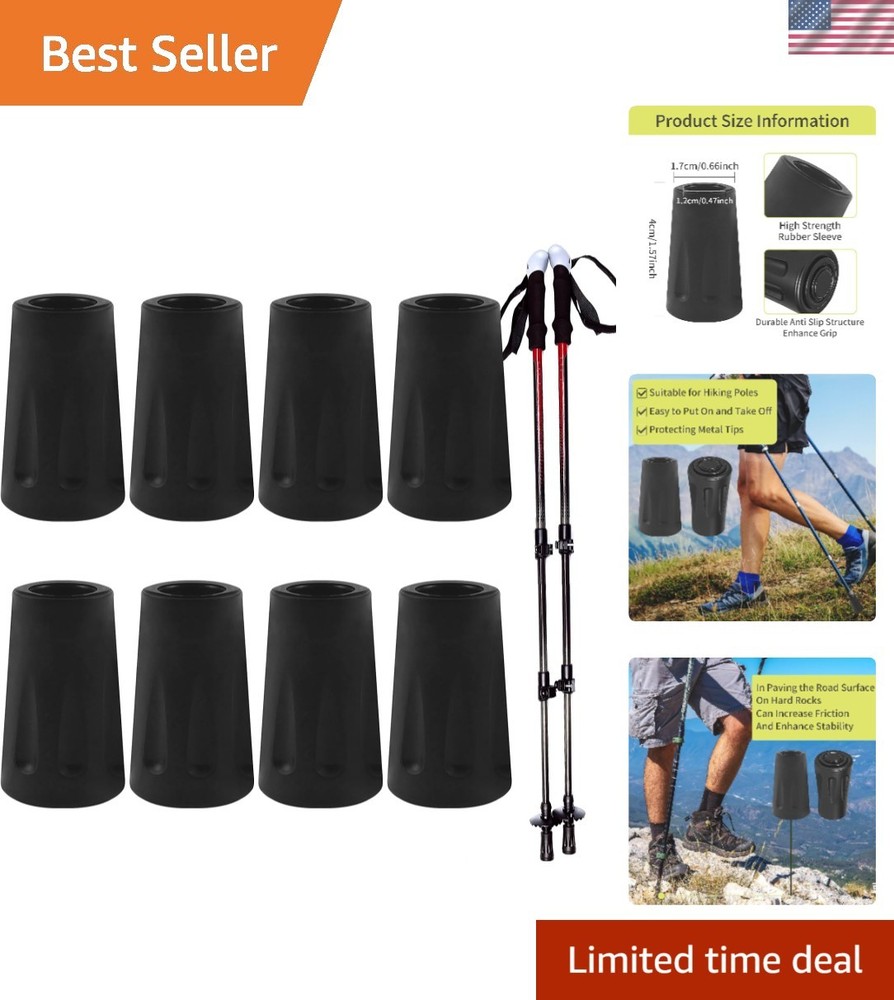 8 Pcs Universal Replacement Rubber Tips for Trekking Poles & Walking Sticks