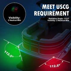 LED Boat Navigation Lights Red Green Bow Marine Port Starboard Deck Mount