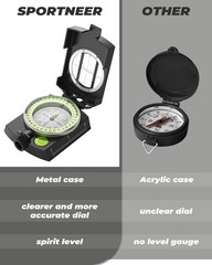 Accurate Lightweight Orienteering Compass with Strap & Case, Glow in Dark, Water
