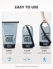 Waterproof Dry Bag with Phone Pouch – 5L/10L//30L/40L 20L Blueish Gray