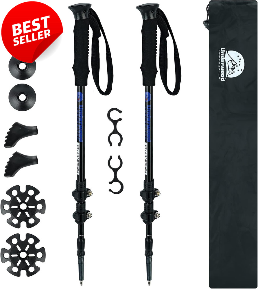 2 Pack Collapsible Trekking Poles Aluminum Adjustable Lightweight – US