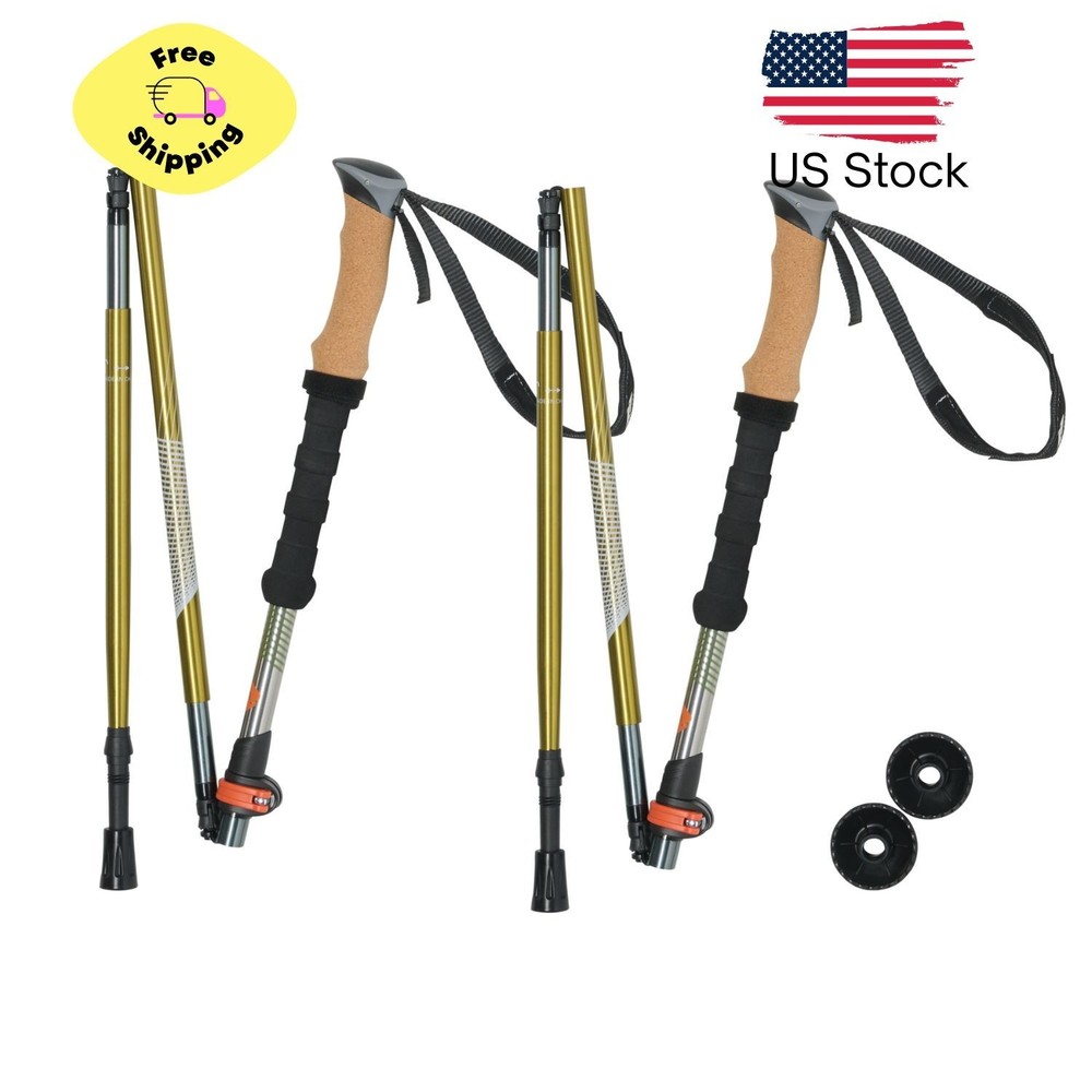 Aluminum Folding Quick Lock Trekking Poles with Cork Grip, 2 Count
