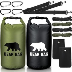2 Sets Bear Food Bag for Camping Ultralight Food Bag Hanging 20l Black, Green