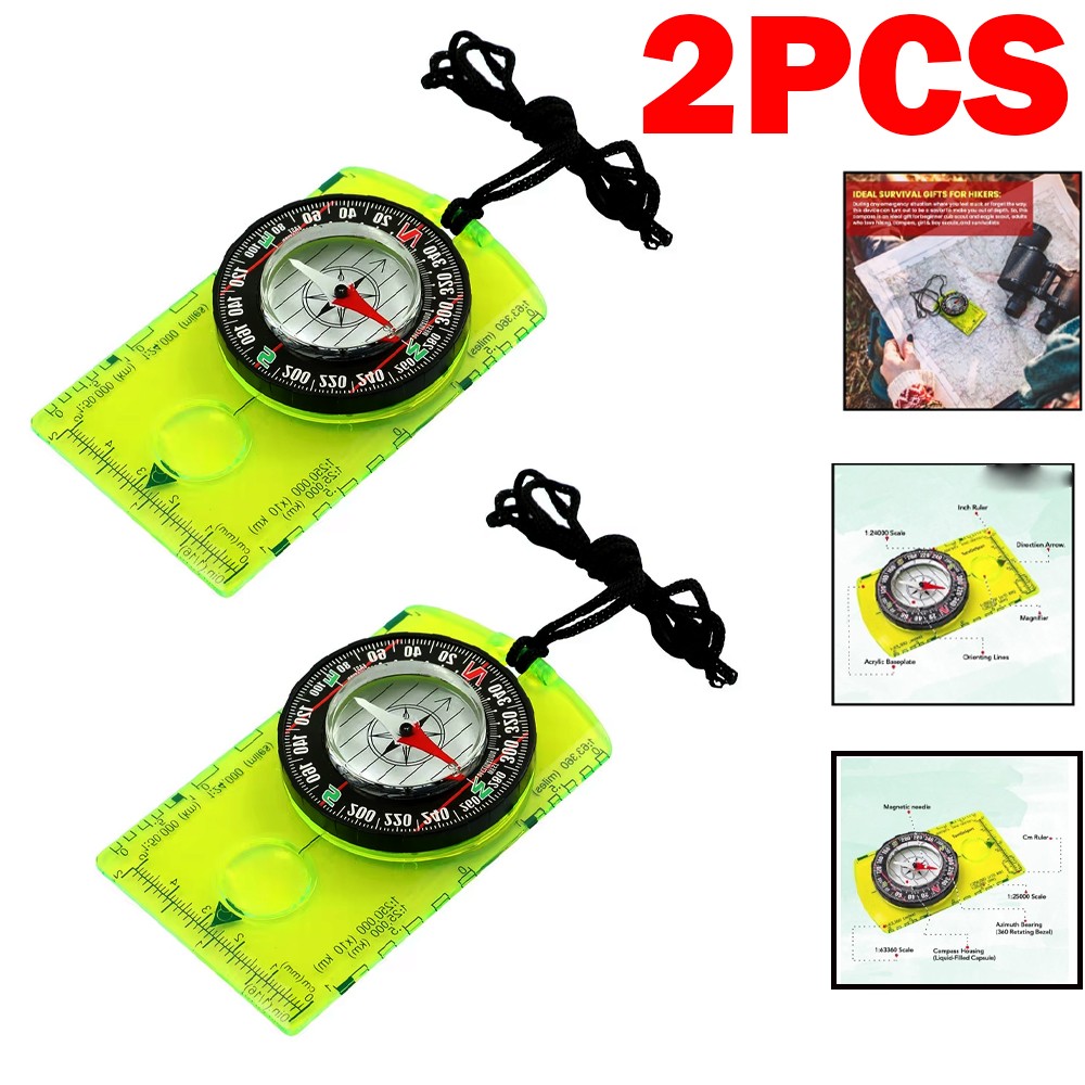 NEW Orienteering Compass, Hiking Survival Compas, Compasses Kids for green 2PCS