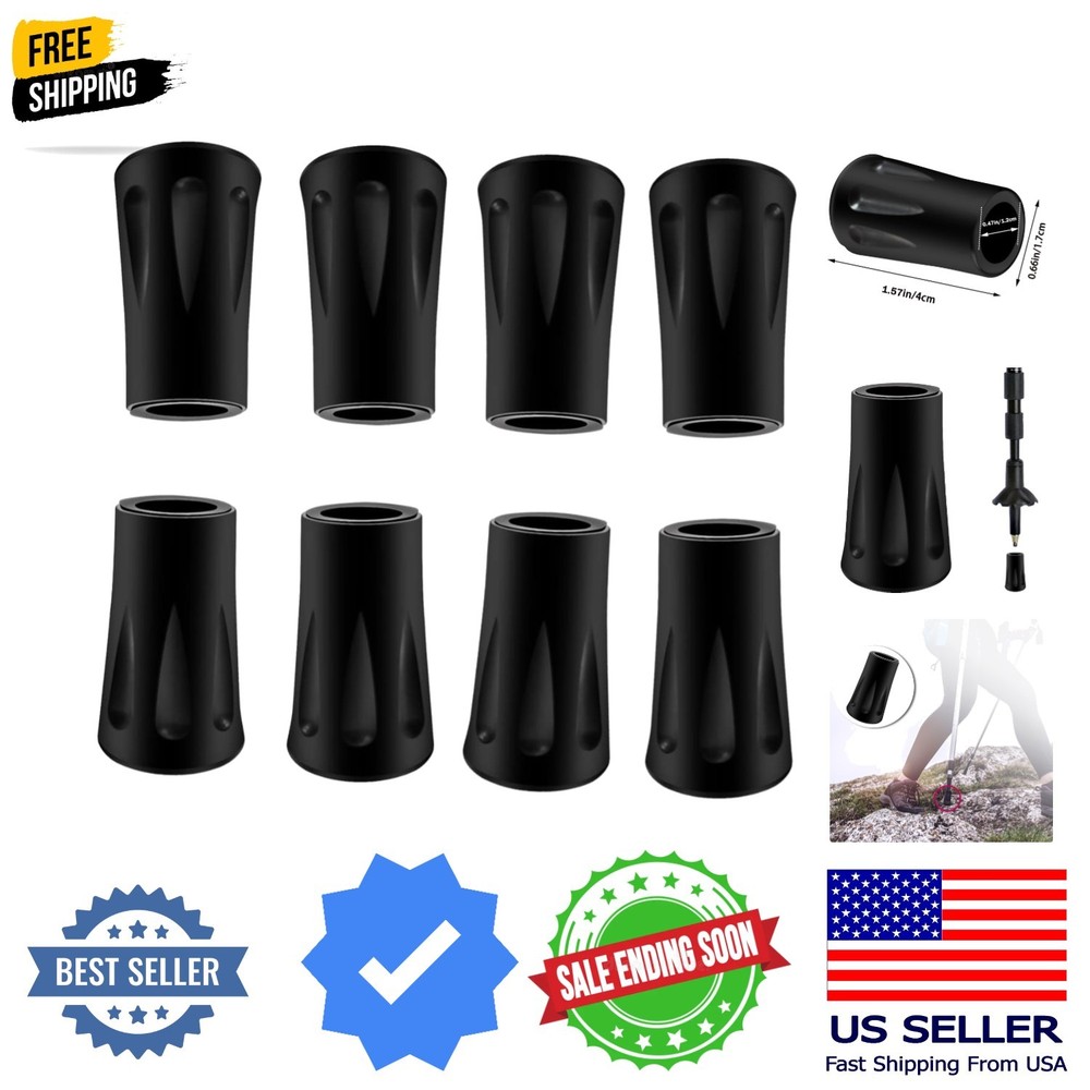8Pcs Trekking Pole Tips Replacement Protectors, Rubber Feet for Hiking Pole T…