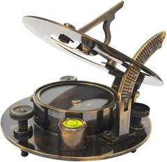 Engraved Sundial Brass Compass – 5 inches Large Sundial Compass in Leather Case