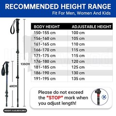 Collapsible Trekking Poles 2 Pack Adjustable Aluminum Lightweight Hiking
