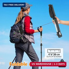 Travel Folding Trekking Hiking Pole with Carrying Case,Collapsible Cane Adjustab