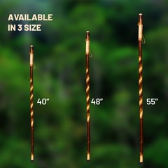 Handmade Wooden Walking Cane with Genuine Leather Wrist Strap