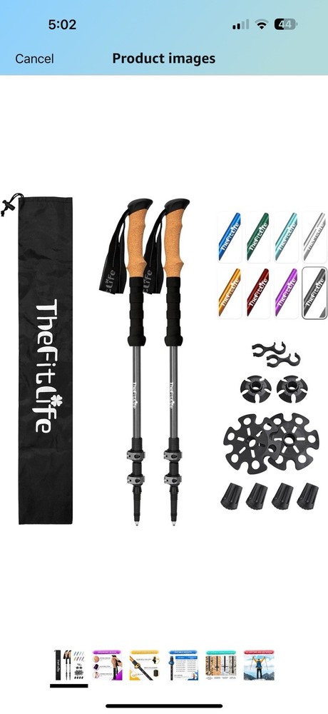 Trekking Poles for Hiking and Walking – Lightweight 7075 Aluminum with Grey