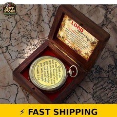 Trust in The Lord Engraved Compass with Wooden Box – Gift for All Occasions