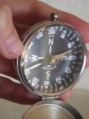 VTG German Made Field Pocket Compass WWII Era?? Silver Tone Metal READ