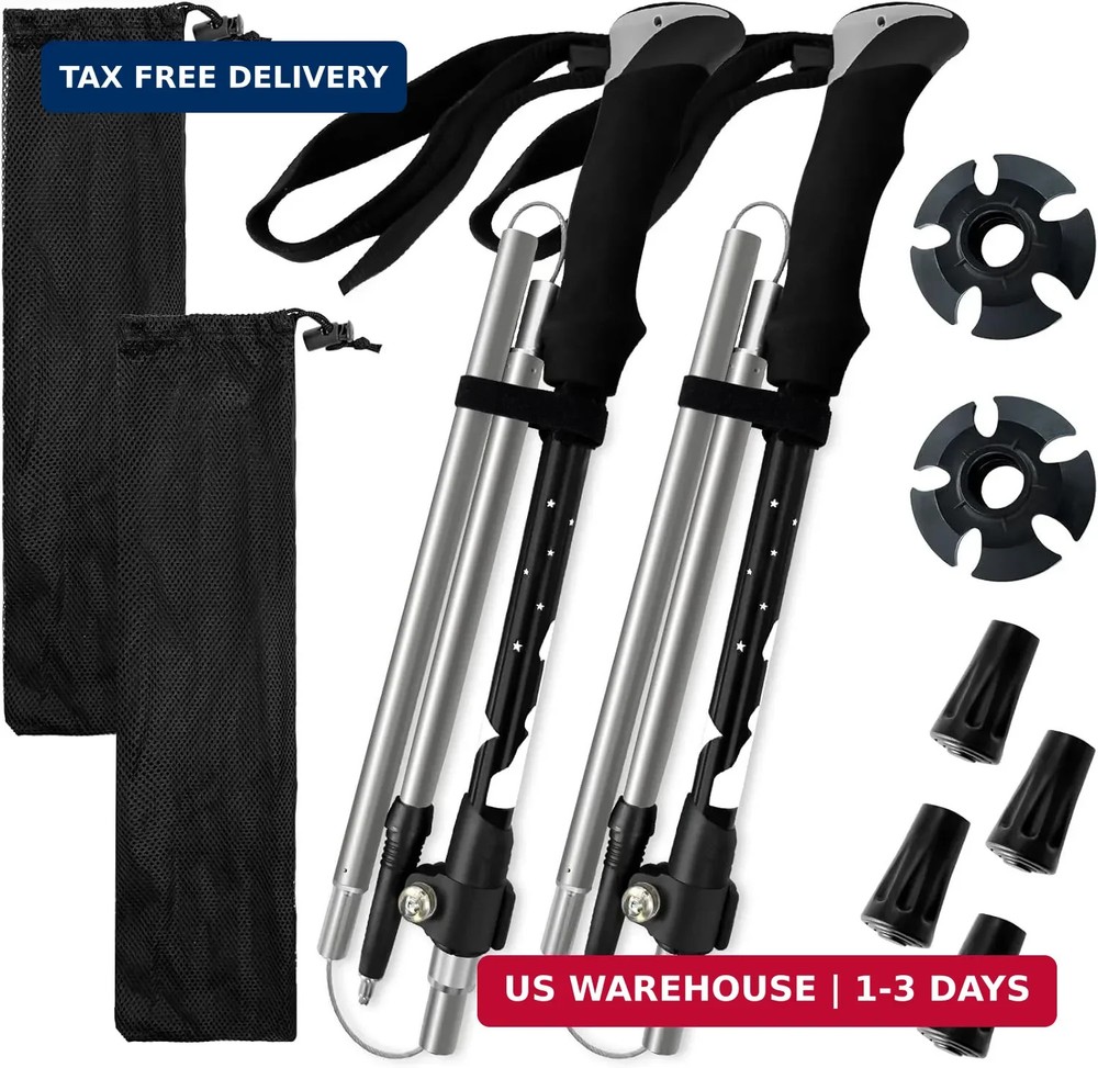 Collapsible Trekking Poles for Hiking – Lightweight Foldable Hiking Poles, 2 Pac