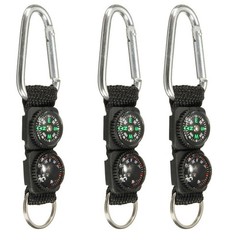 2PCS Multifunction Camping Carabiner Compass Thermometer Keychain Outdoor Tools
