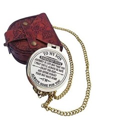 Shiny Brass Compass With Leather Case Gift To My Son Nautical Gift For Son From