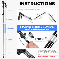 Trekking Poles for Hiking – Collapsible Lightweight 7075 Aluminum Hiking Sticks,