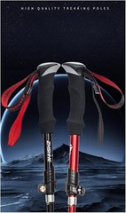 Aluminum Trekking Pole Ultralight Collapsible Walking Stick Hiking W/ Adjustable