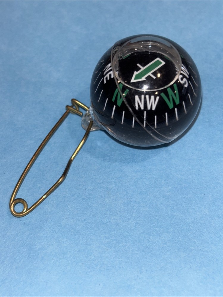 WATER BALL COMPASS CLEAR VINTAGE PIN